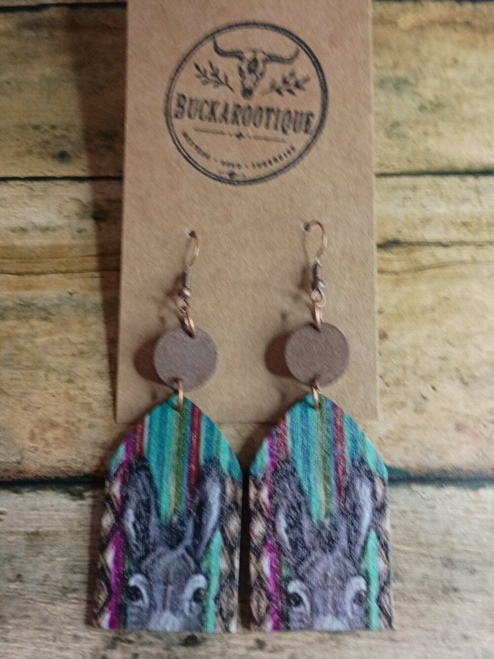 Donkey Serape Western Teardrop Earrings Boho Farmhouse Cowgirl Rodeo Jewelry